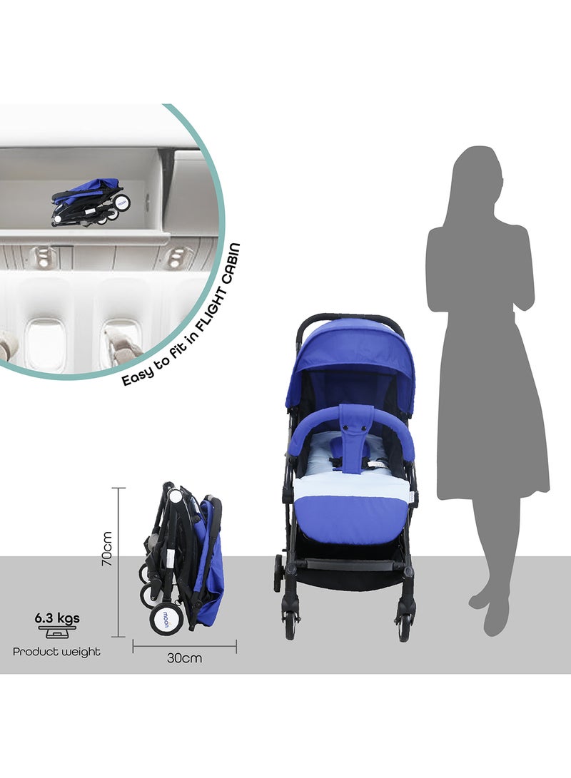 Moon Compact Stroller – Fold, Cabin-Approved, Air Travel Friendly, Lightweight, Easy Carry, for 0–3Y (0–18kg) – Royal Blue - Image 5