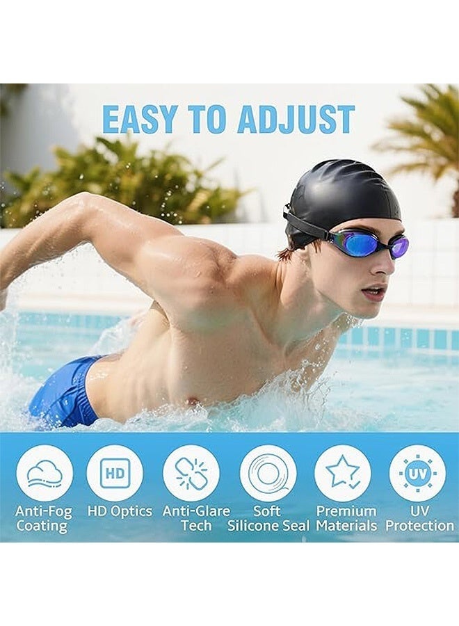 SahlTech 5-in-1 Unisex Swimming Set | Anti-Fog UV Protection Goggles with Swim Cap, Earplugs, Nose Clip & Case | Complete Swimming Equipment for Men & Women - Image 5