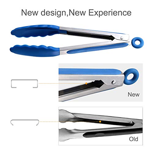 Hotec Premium Stainless Steel Locking Kitchen Tongs with Silicon Tips, Set of 3-7", 9" and 12" multicolor - Image 5