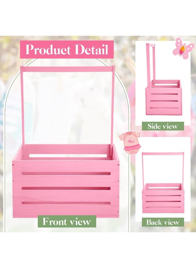 Barydat صندوق باري دات الخشبي الكبير لحفلات استقبال المواليد مع مقبض وزينة إكليل - Image 2