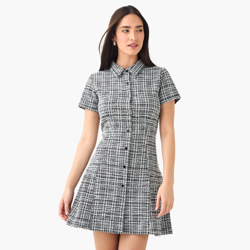 تواكستريمز فستان تريكو تويد بأكمام قصيرة - Image 1