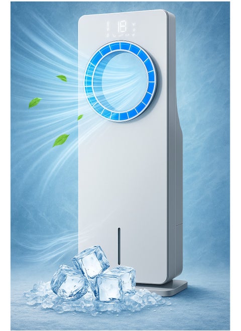 Portable Air Cooler Humidifier with 4 Modes, 3-Speed Fan, LED Display, 12-Hour Timer, 3.5L Water Tank, 80W Powerful Cooling – Quiet Bladeless Air Cooler for Home, Office & Bedroom Summer Use | 2 Ice Box Included