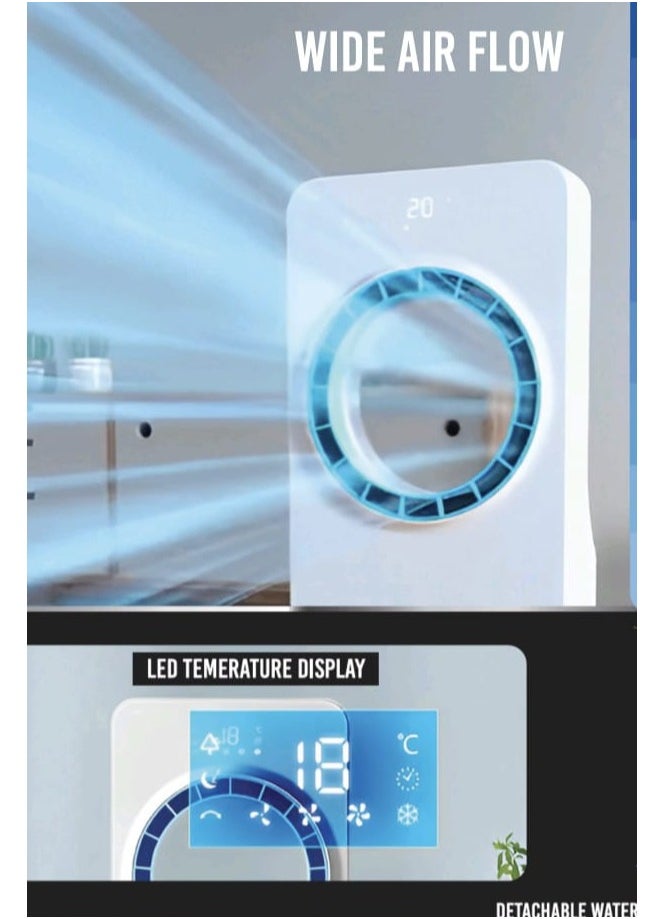 Generic - Portable Air Cooler Humidifier with 4 Modes, 3-Speed Fan, LED Display, 12-Hour Timer, 3.5L Water Tank, 80W Powerful Cooling – Quiet Bladeless Air Cooler for Home, Office & Bedroom Summer Use | 2 Ice Box Included - Image 1