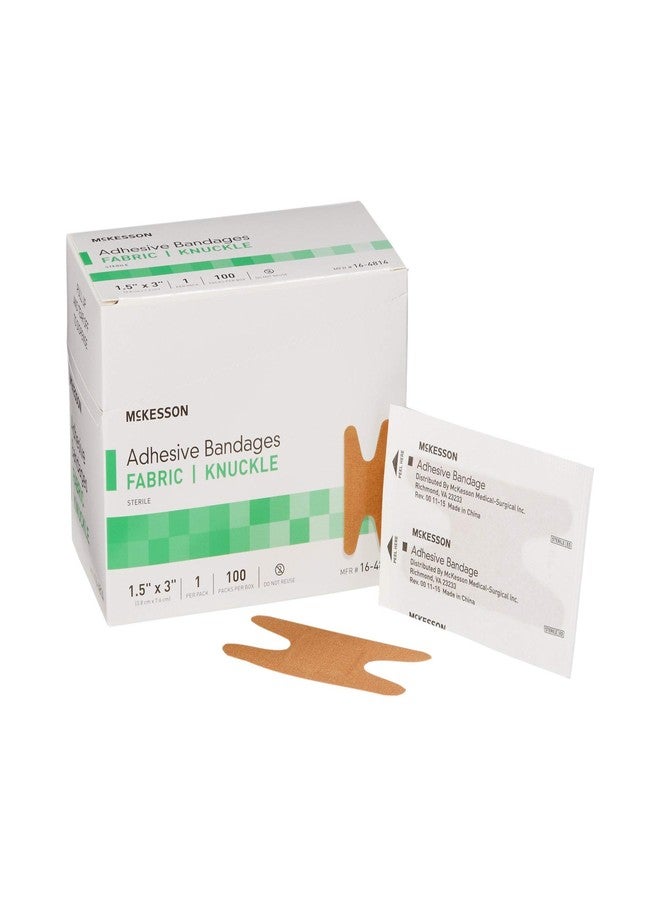 McKesson Adhesive Bandages, Sterile, Fabric Knuckle, 1 1/2 in x 3 in, 100 Count, 1 Pack - Image 1