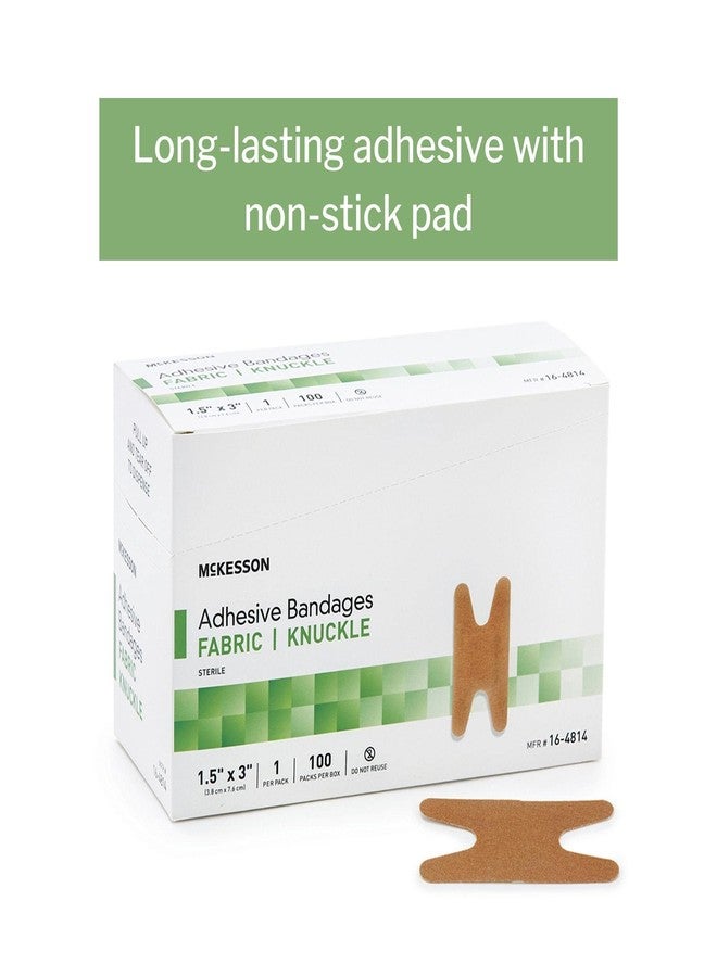 McKesson Adhesive Bandages, Sterile, Fabric Knuckle, 1 1/2 in x 3 in, 100 Count, 1 Pack - Image 4