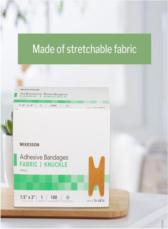 McKesson Adhesive Bandages, Sterile, Fabric Knuckle, 1 1/2 in x 3 in, 100 Count, 1 Pack - Image 3