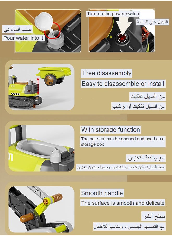 ماركة غير محددة - لعبة جرار للأطفال ركوب حفارة كبيرة أصوات حفار جرار لعبة جرافة ركوب جرار الأطفال الصغار جرار بناء شاحنة - Image 1