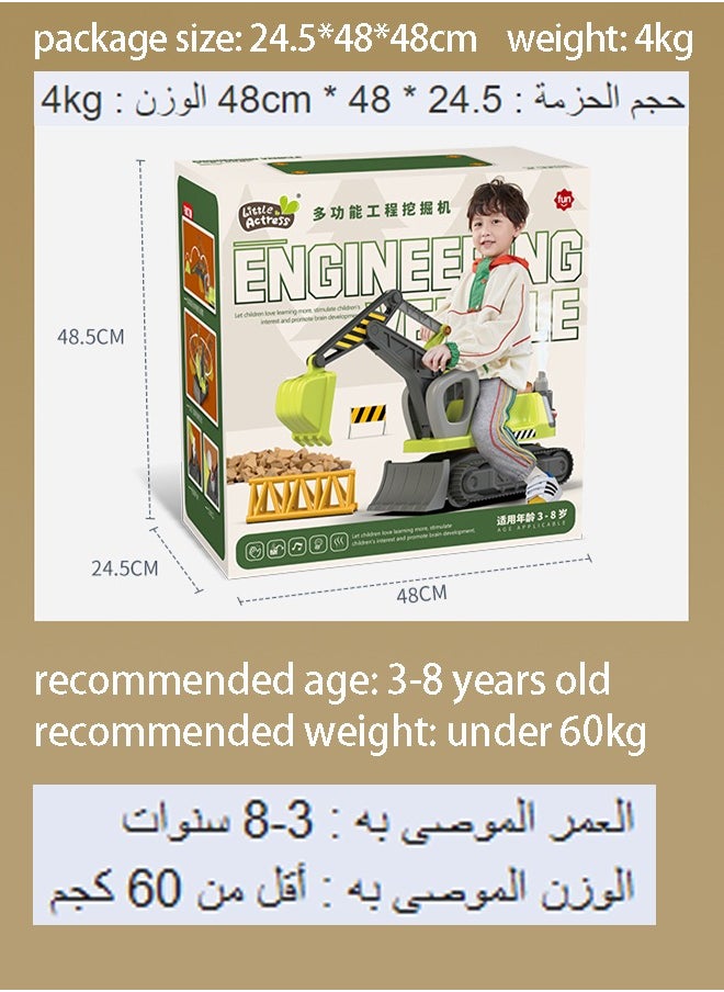 ماركة غير محددة - لعبة جرار للأطفال ركوب حفارة كبيرة أصوات حفار جرار لعبة جرافة ركوب جرار الأطفال الصغار جرار بناء شاحنة - Image 1