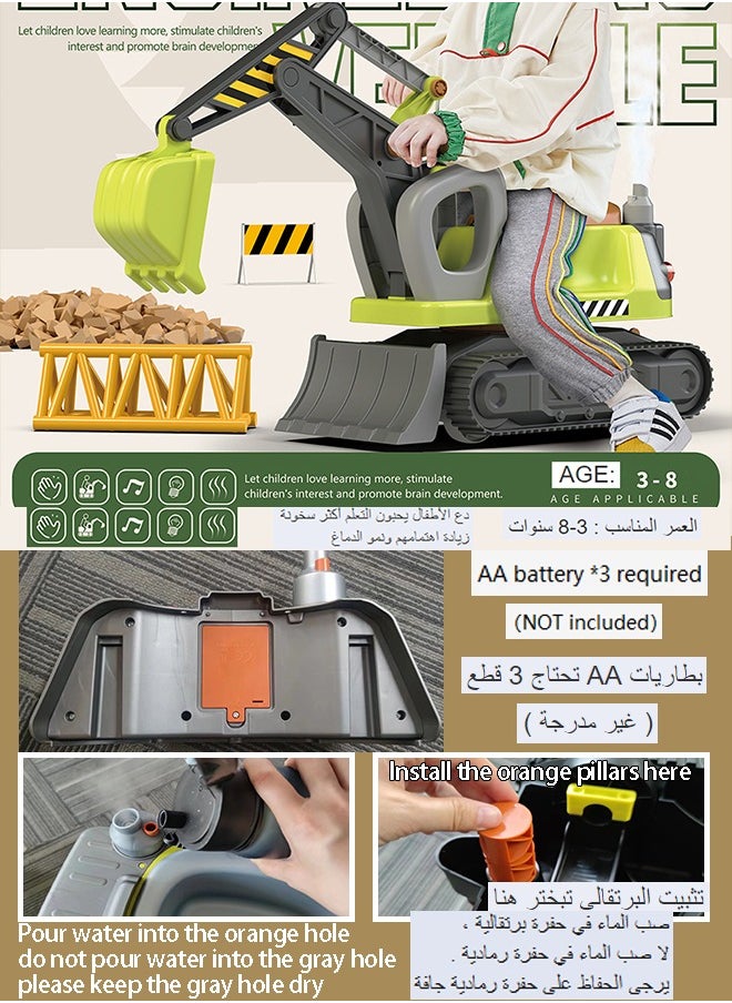ماركة غير محددة - لعبة جرار للأطفال ركوب حفارة كبيرة أصوات حفار جرار لعبة جرافة ركوب جرار الأطفال الصغار جرار بناء شاحنة - Image 1