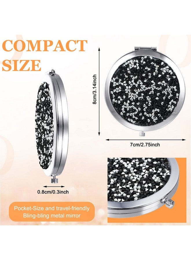 Cindeer 8 Pcs Small Compact Mirror Folding Pocket Makeup Mirror Round Hand Held Mirror Cosmetic Magnifying Compact Mirror Rhinestone Mirror With 1X/2X Magnification For Women Girls Travel(Popular Colors) - Image 2