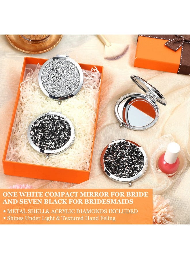Cindeer 8 Pcs Small Compact Mirror Folding Pocket Makeup Mirror Round Hand Held Mirror Cosmetic Magnifying Compact Mirror Rhinestone Mirror With 1X/2X Magnification For Women Girls Travel(Popular Colors) - Image 3