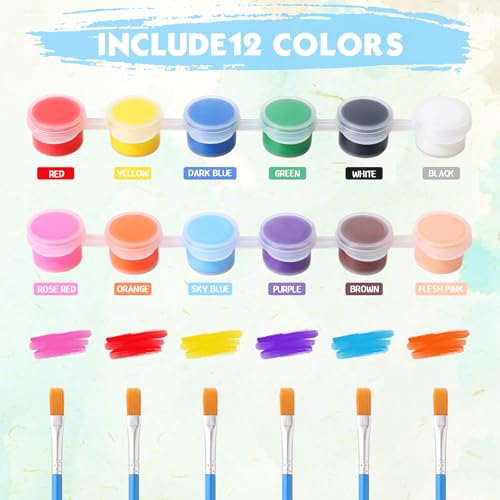 Qilery 24 Set 4 x 4 Inch Mini Canvas Panels and Easel Painting Kit, 12 Colors Acrylic Strips Brush Palettes, Art Painting Kits for Artists Beginners Oil Acrylic Craft Party Favors - Image 3