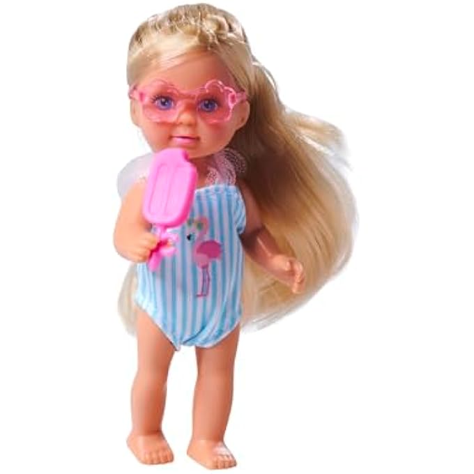 EVI LOVE TRAVEL, 2 ASSORTED COLOURS, ONLY ONE ITEM DELIVERED RANDOM SELECTION, TOY DOLL IN ROLLING SUITCASE, SHE WEARING A SWIMSUIT WITH RUFFLES INCLUDING SUNGLASSES AND ICE CREAM, 12 CM - Image 3