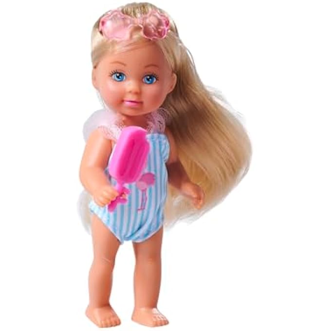 EVI LOVE TRAVEL, 2 ASSORTED COLOURS, ONLY ONE ITEM DELIVERED RANDOM SELECTION, TOY DOLL IN ROLLING SUITCASE, SHE WEARING A SWIMSUIT WITH RUFFLES INCLUDING SUNGLASSES AND ICE CREAM, 12 CM - Image 5