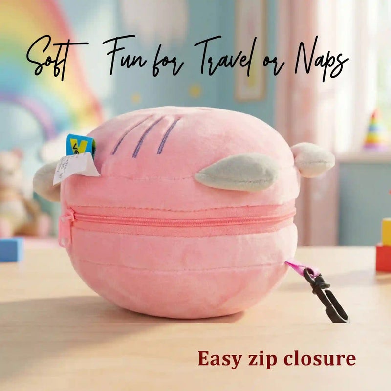 VEA Kids Cat Pillow with Eye Mask (Pink) - Image 4