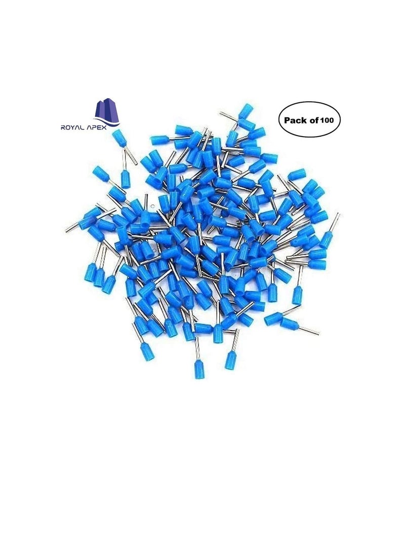 الحلقة الطرفية المعزولة كتلة الحبل نهاية سلك موصل أنبوبي كابل تجعيد كهربائي العروات كابل تجعيد كابل المحطة الطرفية حزمة لتوصيل الأسلاك حزمة من 100 2.5 مم E2508 الأزرق - Image 2