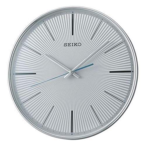 Seiko Elegant Round Plastic Case Silver Color Aluminium Textured Dial Analog Wall Clock for Bedroom Living Room Home Office Decoration Gifts (Size: 29.8 x 4.5 x 29.8 CM | Weight: 760 Gram) QXA733S - Image 1