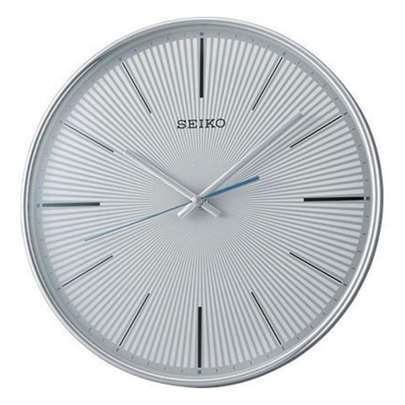 Seiko Elegant Round Plastic Case Silver Color Aluminium Textured Dial Analog Wall Clock for Bedroom Living Room Home Office Decoration Gifts (Size: 29.8 x 4.5 x 29.8 CM | Weight: 760 Gram) QXA733S - Image 3