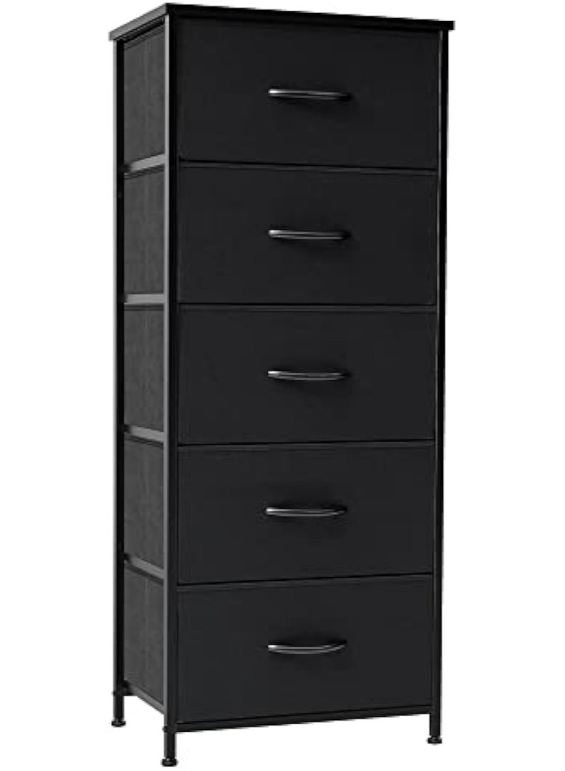 ACPLAY Tall 5-Drawer Fabric Dresser – Space-Saving Storage Tower with Wood Top & Sturdy Steel Frame – Lightweight Organizer for Bedroom, Closet, Hallway or Entryway - Image 1