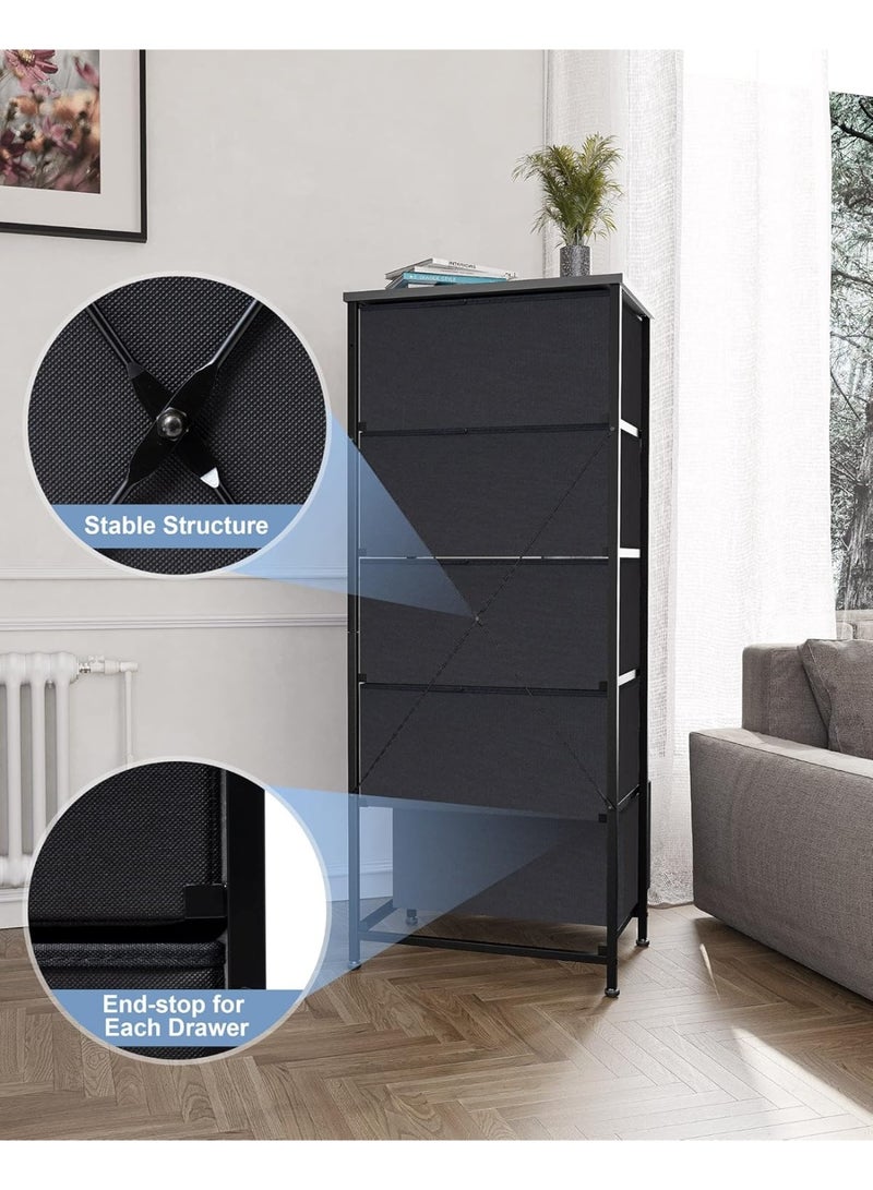 ACPLAY Tall 5-Drawer Fabric Dresser – Space-Saving Storage Tower with Wood Top & Sturdy Steel Frame – Lightweight Organizer for Bedroom, Closet, Hallway or Entryway - Image 2