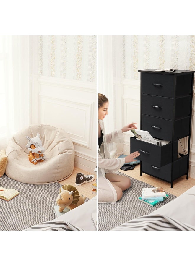 ACPLAY Tall 5-Drawer Fabric Dresser – Space-Saving Storage Tower with Wood Top & Sturdy Steel Frame – Lightweight Organizer for Bedroom, Closet, Hallway or Entryway - Image 3