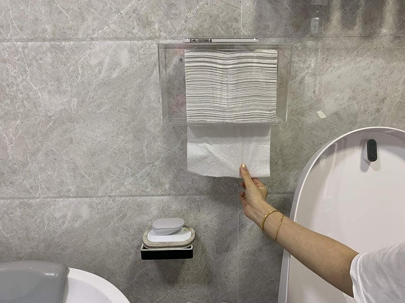 Cq acrylic Wall Mount Paper Towel Dispenser with Lid,Clear Folded Paper Towel Holder for Bathroom Toilet and Kitchen,Suitable for Z-fold, C-fold or Multi-Fold Paper Towels,Pack of 1 - Image 5