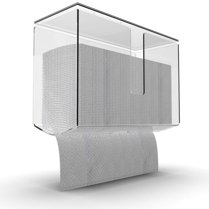 Cq acrylic Wall Mount Paper Towel Dispenser with Lid,Clear Folded Paper Towel Holder for Bathroom Toilet and Kitchen,Suitable for Z-fold, C-fold or Multi-Fold Paper Towels,Pack of 1 - Image 1