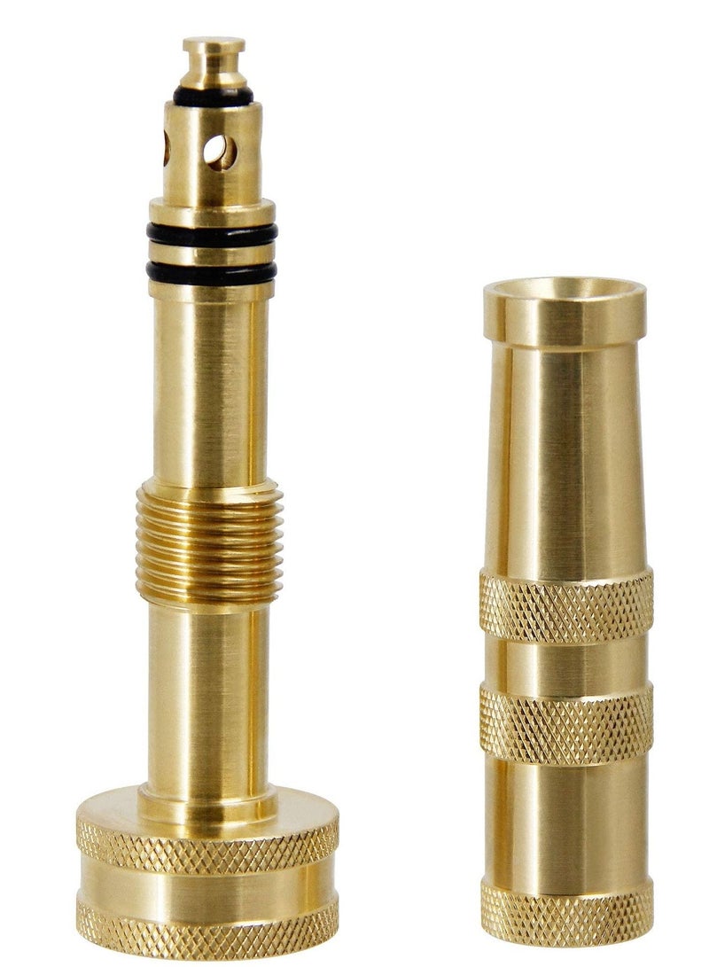 KASTWAVE Solid Brass Hose Nozzle, 3/4" Adjustable Twist Water Hose Nozzle, 2 Pack 4" Heavy Duty Brass Garden Hose Nozzle with 10 Rubber Washers, for Watering Fowers, Lawns, Cleaning the Ground, Car  - Image 3