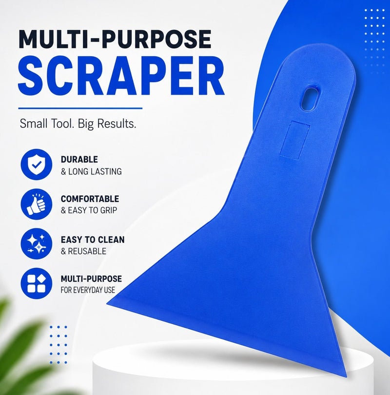 Car Wrap Squeegee Tool Soft PP Vinyl Film Applicator Scraper Window Tint Installation Tool Bubble Remover Decal Sticker Smoothing Blade PPF Wrapping Tool Water Wiper Edge Cleaner Automotive Film Mounting Accessory 14x17cm Blue - Image 1