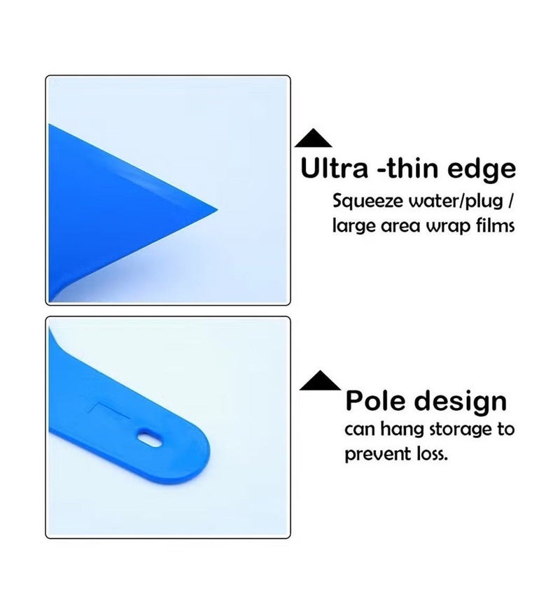 Car Wrap Squeegee Tool Soft PP Vinyl Film Applicator Scraper Window Tint Installation Tool Bubble Remover Decal Sticker Smoothing Blade PPF Wrapping Tool Water Wiper Edge Cleaner Automotive Film Mounting Accessory 14x17cm Blue - Image 3