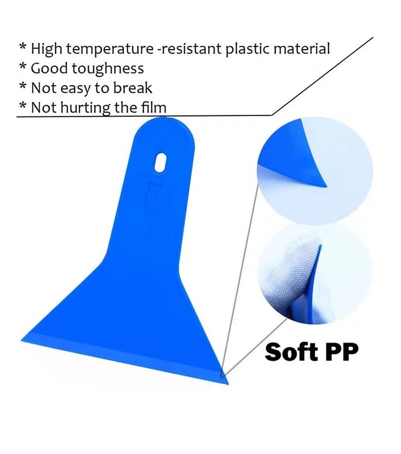 Car Wrap Squeegee Tool Soft PP Vinyl Film Applicator Scraper Window Tint Installation Tool Bubble Remover Decal Sticker Smoothing Blade PPF Wrapping Tool Water Wiper Edge Cleaner Automotive Film Mounting Accessory 14x17cm Blue - Image 4