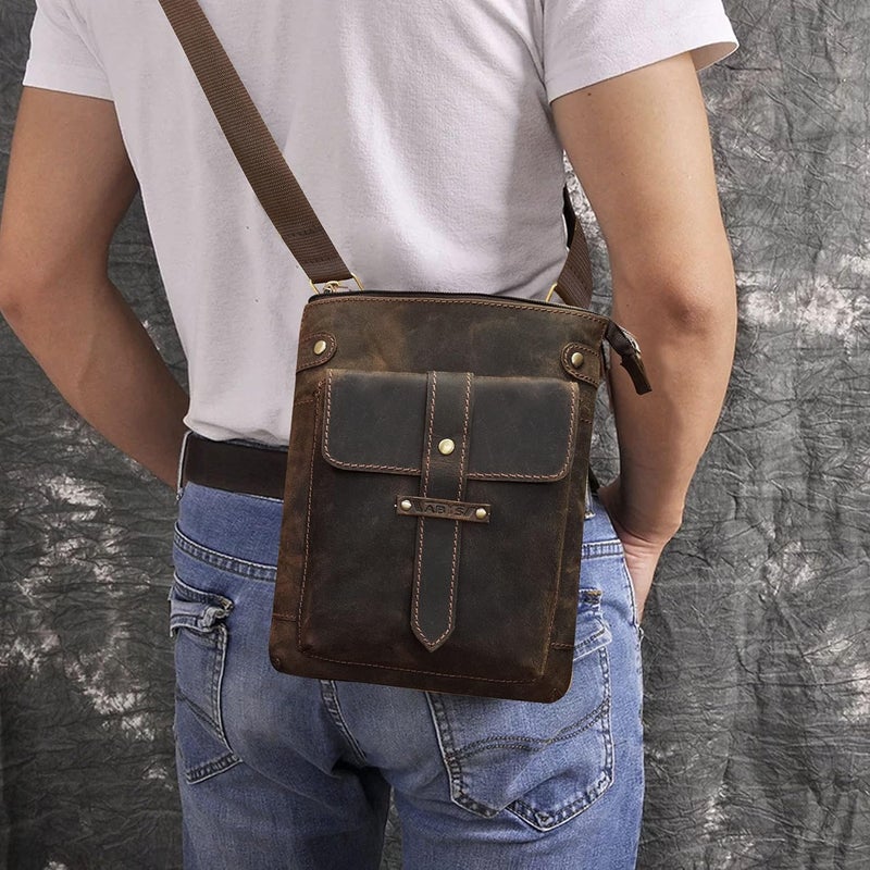 ABYS Genuine Leather Dark Brown Neck Pouch For Men & Women (1162BZ) - Image 2