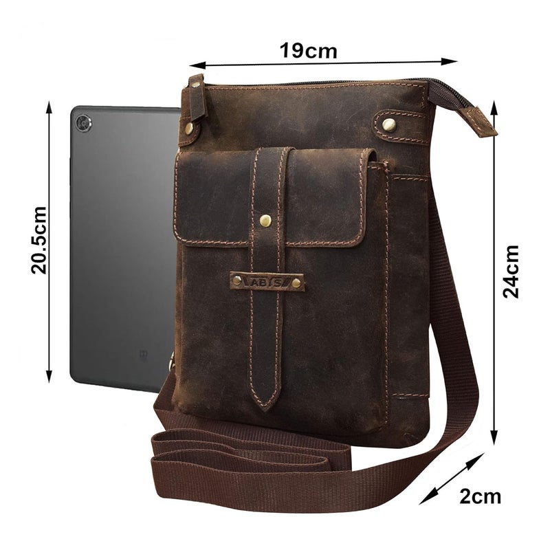 ABYS Genuine Leather Dark Brown Neck Pouch For Men & Women (1162BZ) - Image 3