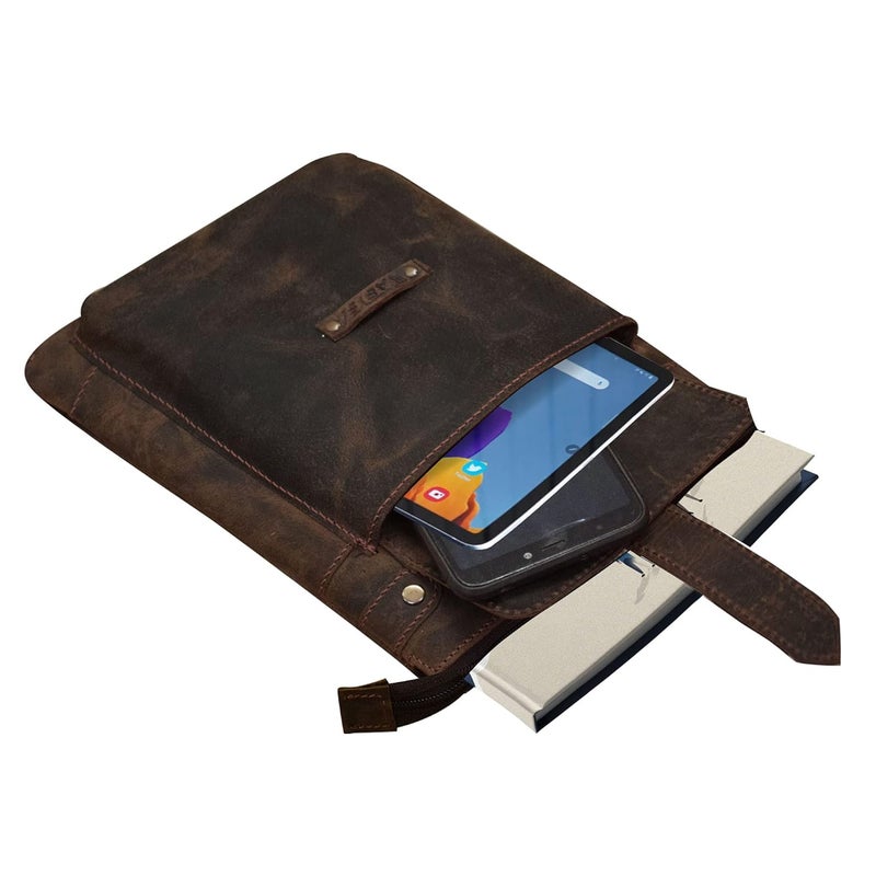 ABYS Genuine Leather Dark Brown Neck Pouch For Men & Women (1162BZ) - Image 4