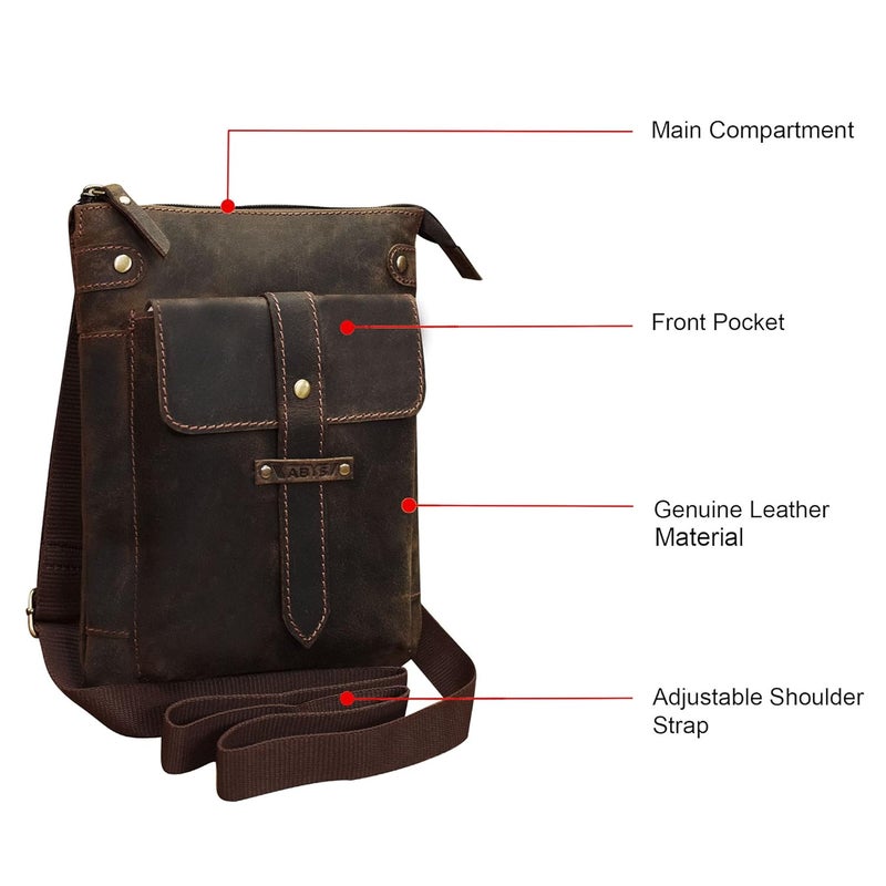 ABYS Genuine Leather Dark Brown Neck Pouch For Men & Women (1162BZ) - Image 5
