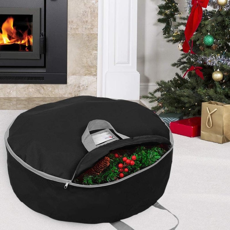 Primode Heavy Duty Christmas Wreath Storage Bag 48" - Handles Made Of Durable 600D Oxford Polyester Material Storage Bag Extra Large 48” Holiday Wreaths Container (Black) - Image 2