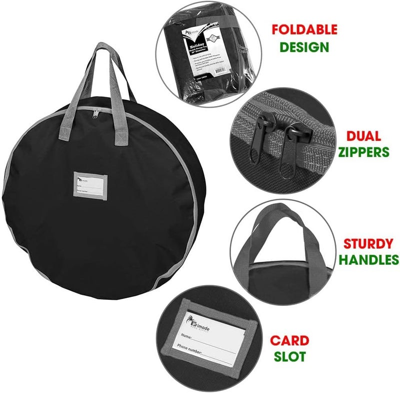 Primode Heavy Duty Christmas Wreath Storage Bag 48" - Handles Made Of Durable 600D Oxford Polyester Material Storage Bag Extra Large 48” Holiday Wreaths Container (Black) - Image 3