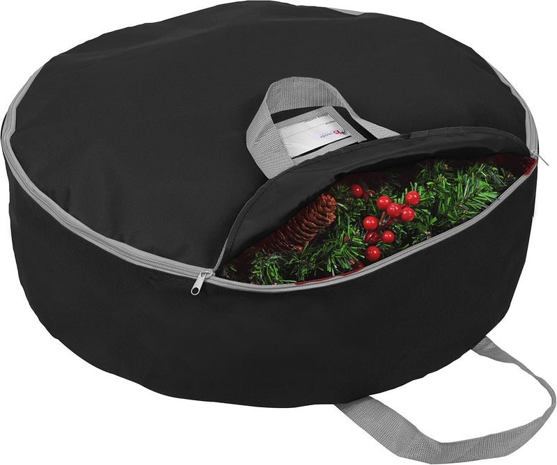 Primode Heavy Duty Christmas Wreath Storage Bag 48" - Handles Made Of Durable 600D Oxford Polyester Material Storage Bag Extra Large 48” Holiday Wreaths Container (Black) - Image 1