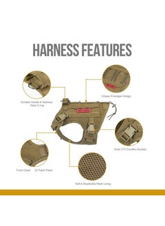 OneTigris Tactical Dog Harness Vest,No-Pull Service Dog Vest with Hook & Loop Panels,Adjustable Dog Vest Harness for Walking Hiking Training(Brown,XXS)  - Image 3