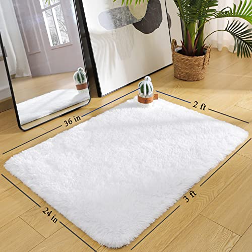 Merelax Soft Modern Indoor Shaggy Area Rug for Bedroom Livingroom Dorm Kids Room Home Decorative, Non-Slip Plush Fluffy Furry Fur Rugs Comfy Nursery Accent Floor Carpet 2x3 Feet, White - Image 5