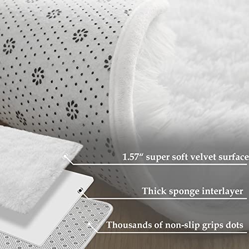 Merelax Soft Modern Indoor Shaggy Area Rug for Bedroom Livingroom Dorm Kids Room Home Decorative, Non-Slip Plush Fluffy Furry Fur Rugs Comfy Nursery Accent Floor Carpet 2x3 Feet, White - Image 3