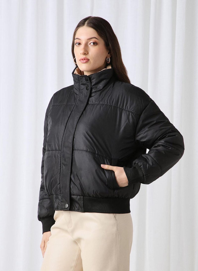 Globus Women's Jacket Black Casual with Mock Collar and Utility Pockets - Image 3