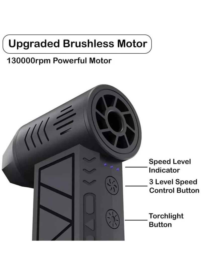 Denx Mini Jet Blower, High Speed 130000RPM Jet Fan Mini Blower Portable and Rechargeable Turbo Air Blower Super Jet Fan, Keyboard and Computer Cleaner, Electric Air Duster - Image 5