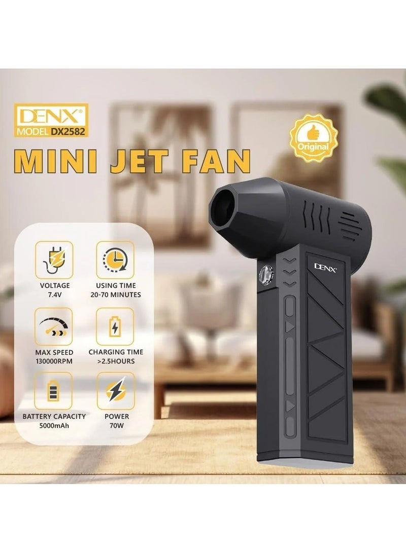 Denx Mini Jet Blower, High Speed 130000RPM Jet Fan Mini Blower Portable and Rechargeable Turbo Air Blower Super Jet Fan, Keyboard and Computer Cleaner, Electric Air Duster - Image 3