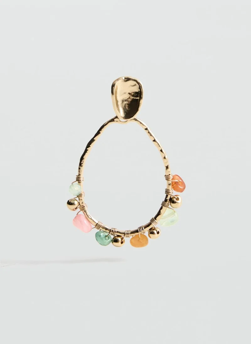 MANGO Hanging Hoop With Ball Detail Earrings