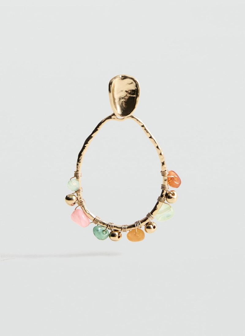 MANGO - Hanging Hoop With Ball Detail Earrings - Image 1