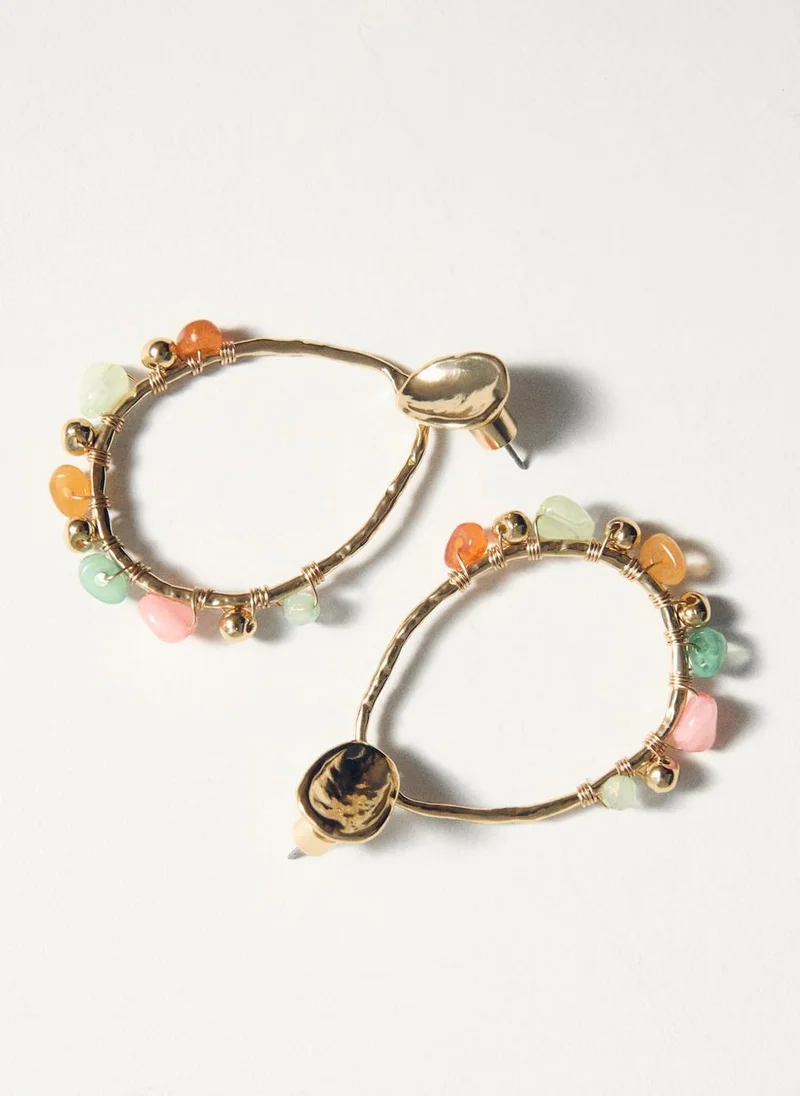 MANGO Hanging Hoop With Ball Detail Earrings