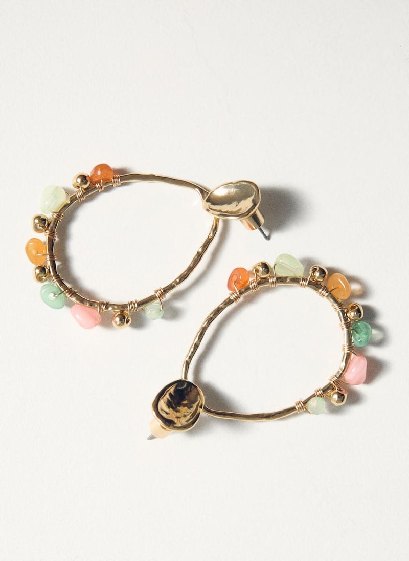 MANGO - Hanging Hoop With Ball Detail Earrings - Image 1