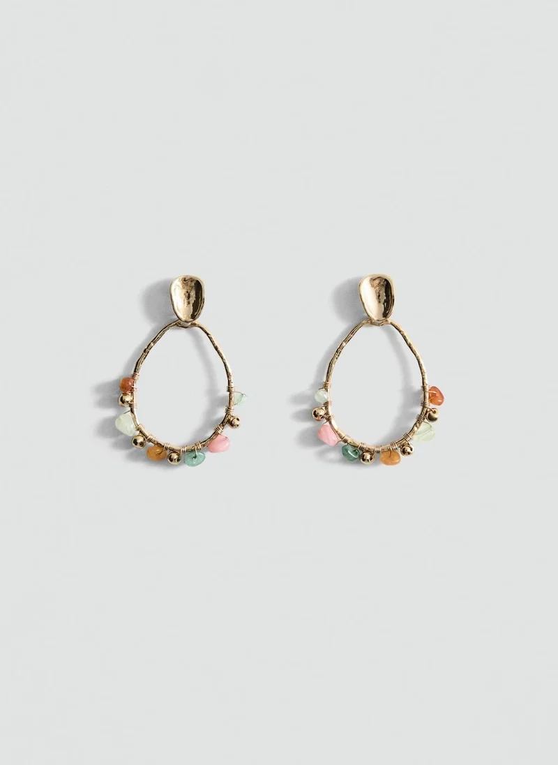 MANGO Hanging Hoop With Ball Detail Earrings