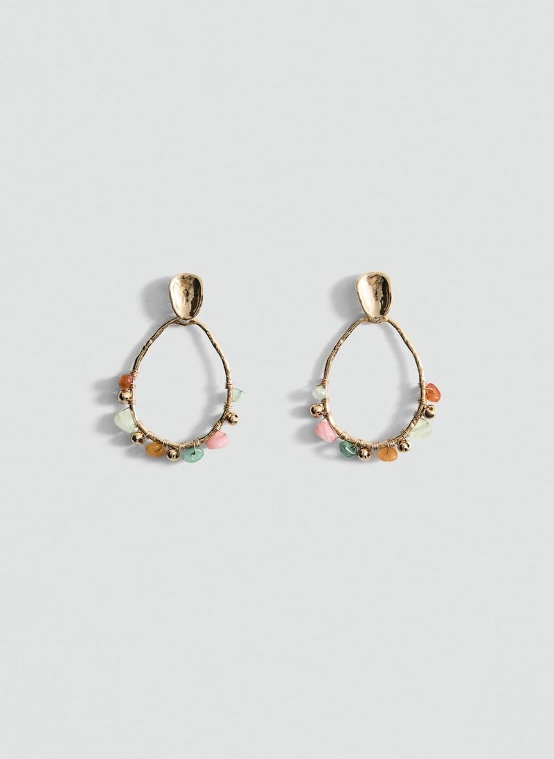 MANGO - Hanging Hoop With Ball Detail Earrings - Image 1